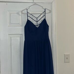 Navy Blue Bisou Bisou Strappy Back Chiffon Maxi Dress Size 8